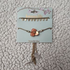Lonna & Lilly Gold and Pink Floral Bracelet Duo